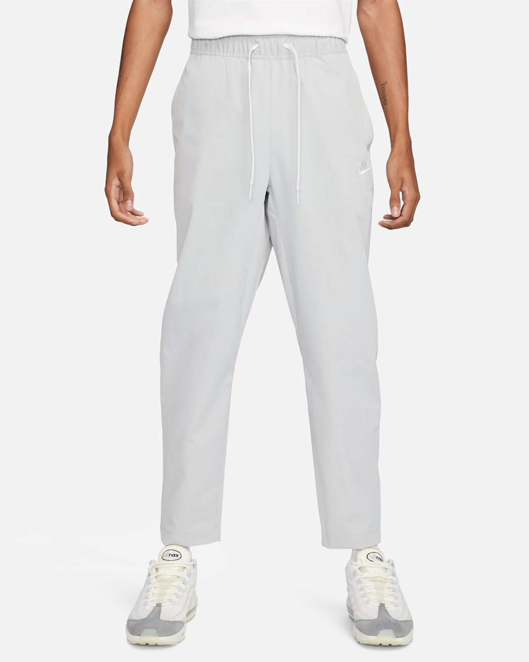 Nike Club Men's Woven Tapered Leg Pants - Light Smoke Grey/White