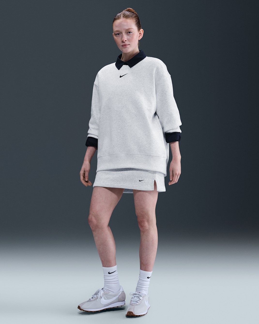 Nike Sportswear Phoenix Fleece Women's Skirt - Birch Heather/Midnight Navy