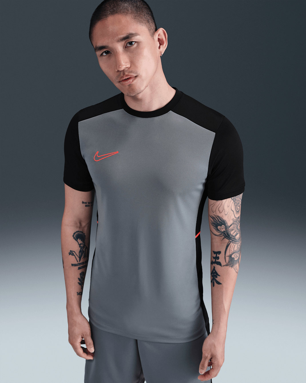 Nike Academy Men's Dri-FIT Short-Sleeve Soccer Top - Cool Grey/Black/Bright Crimson/Bright Crimson