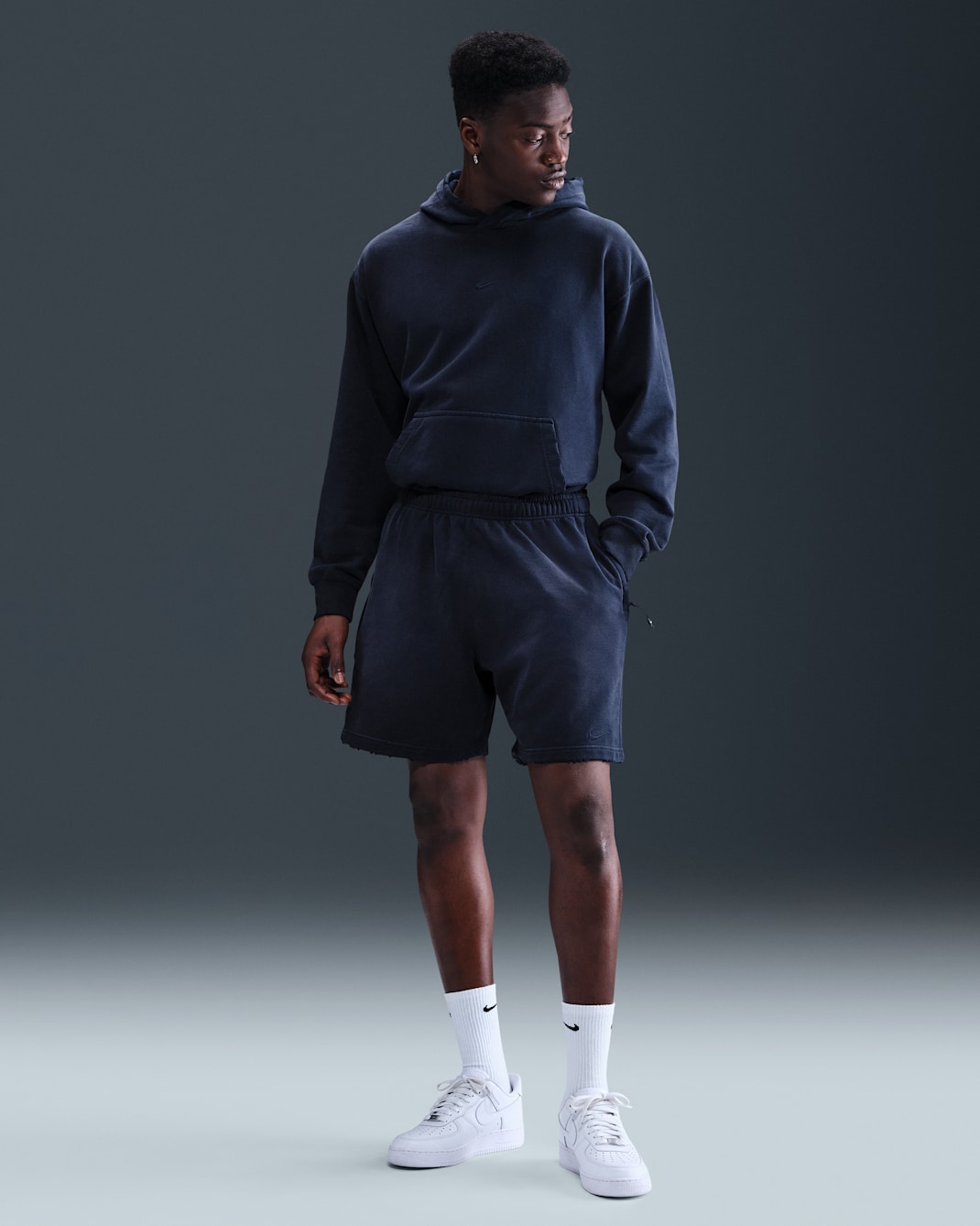 Nike Solo Swoosh Men's French Terry Shorts - Obsidian/Obsidian