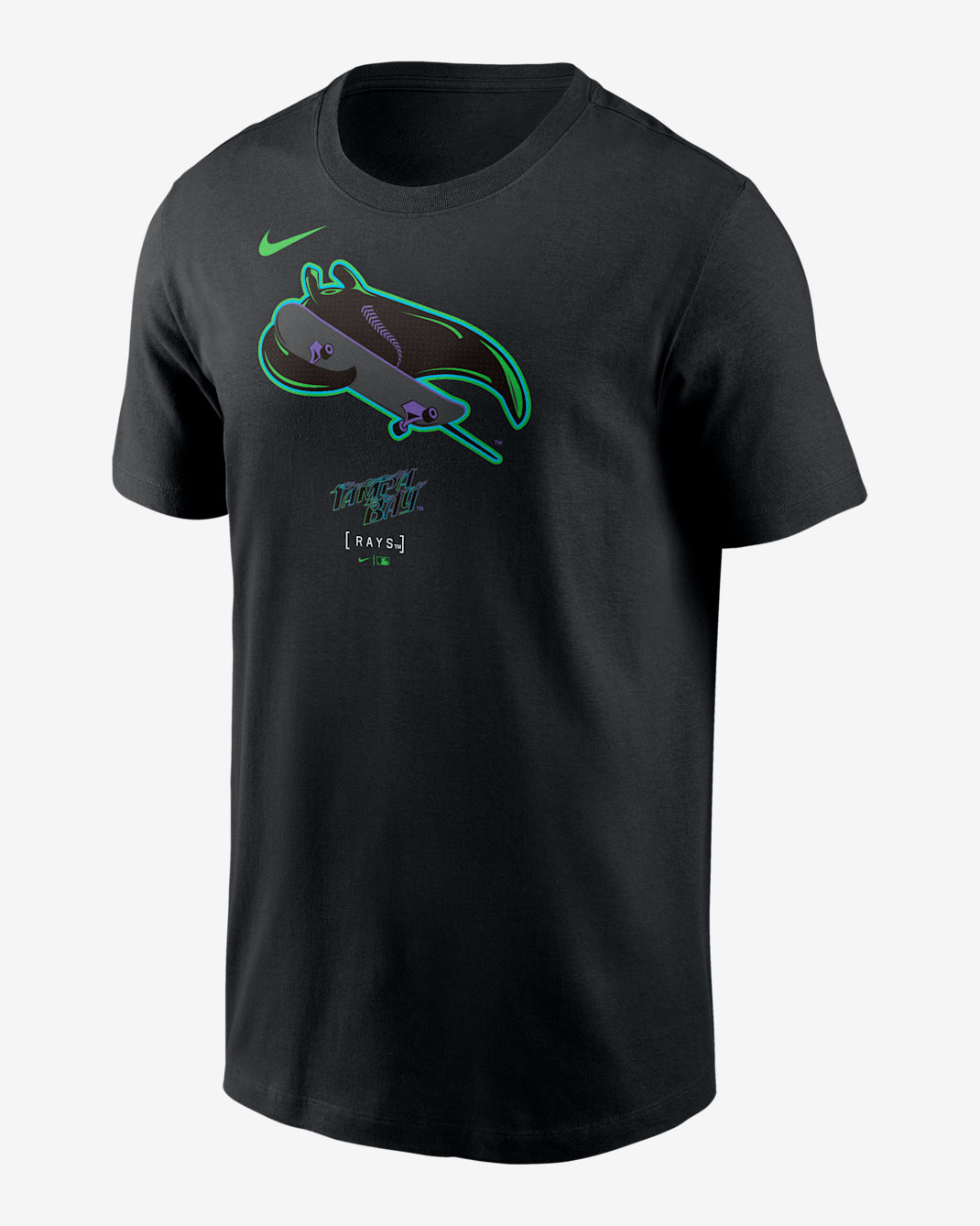Playera Nike de la MLB para hombre Tampa Bay Rays City Connect Large Logo - Negro