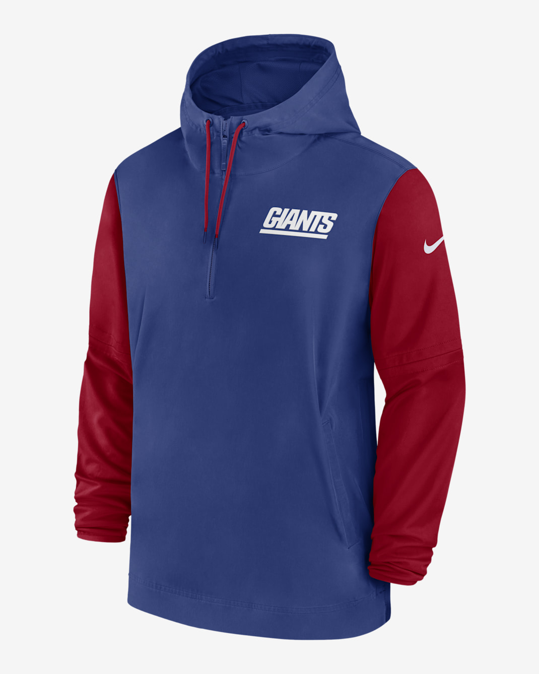 New York Giants Sideline Pre-Game Player Men's Nike NFL 1/2-Zip Hooded Jacket - Royal