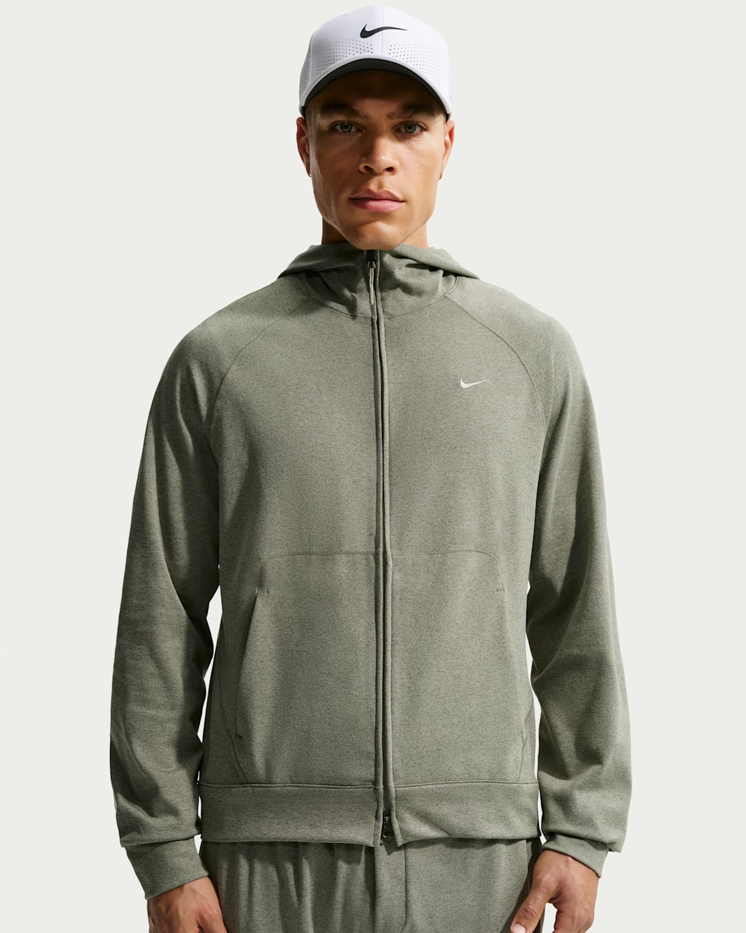 Nike Primary NanoKnit Men's Dri-FIT UV Protection Full-Zip Performance Hoodie - Light Army/Medium Olive/Heather/Light Army