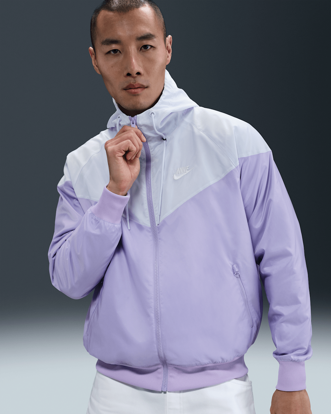 나이키 스포츠웨어 윈드러너 남성 후드 재킷 - 하이드레인저스/풋볼 그레이/세일