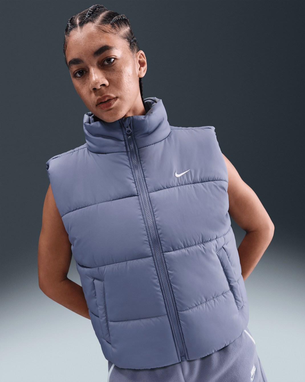 Nike Sportswear Classic Puffer Women's Therma-FIT Loose Vest - World Indigo/White