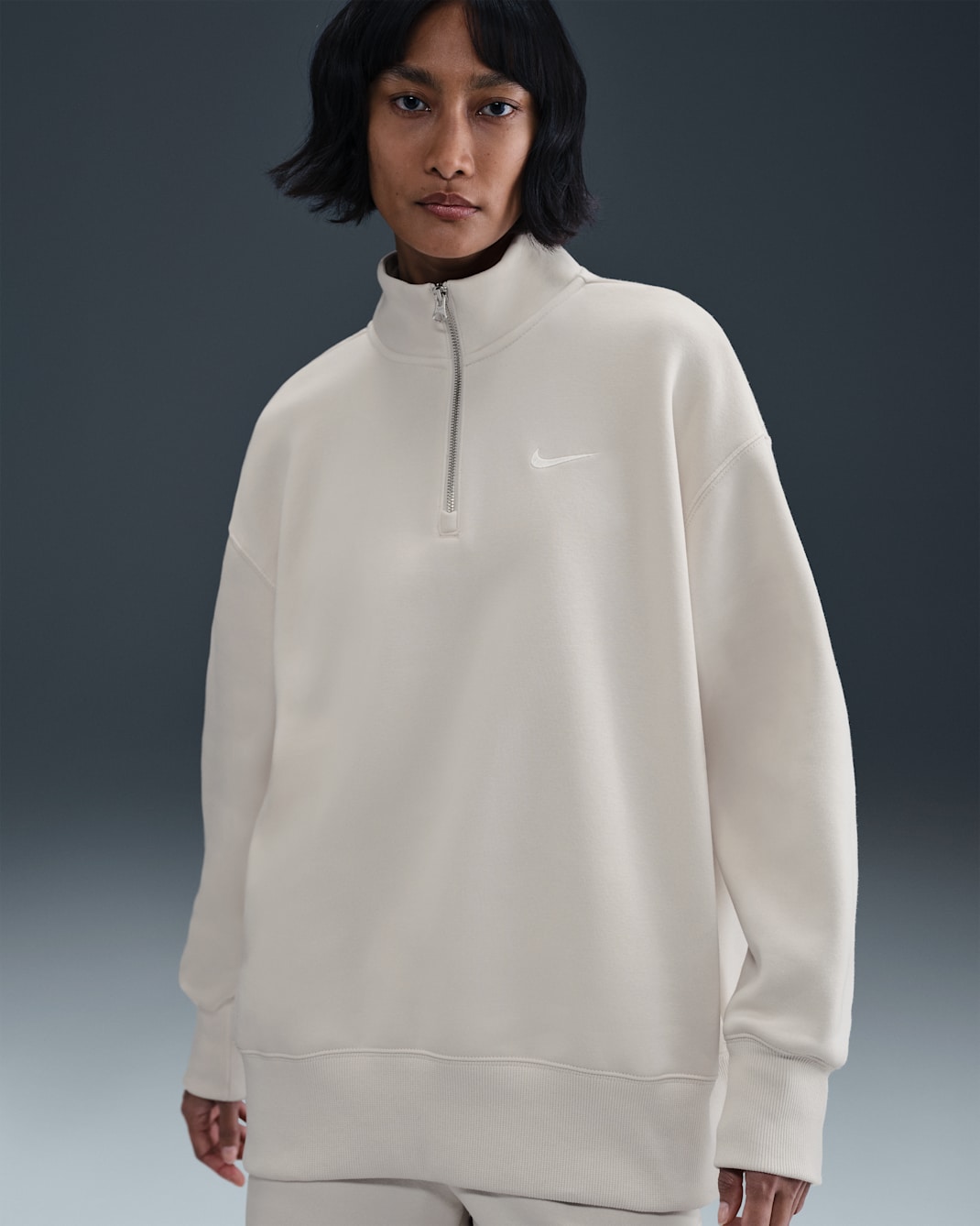 Nike Sportswear Phoenix Fleece Women's Oversized 1/4-Zip Long Sweatshirt - Light Orewood Brown/Sail