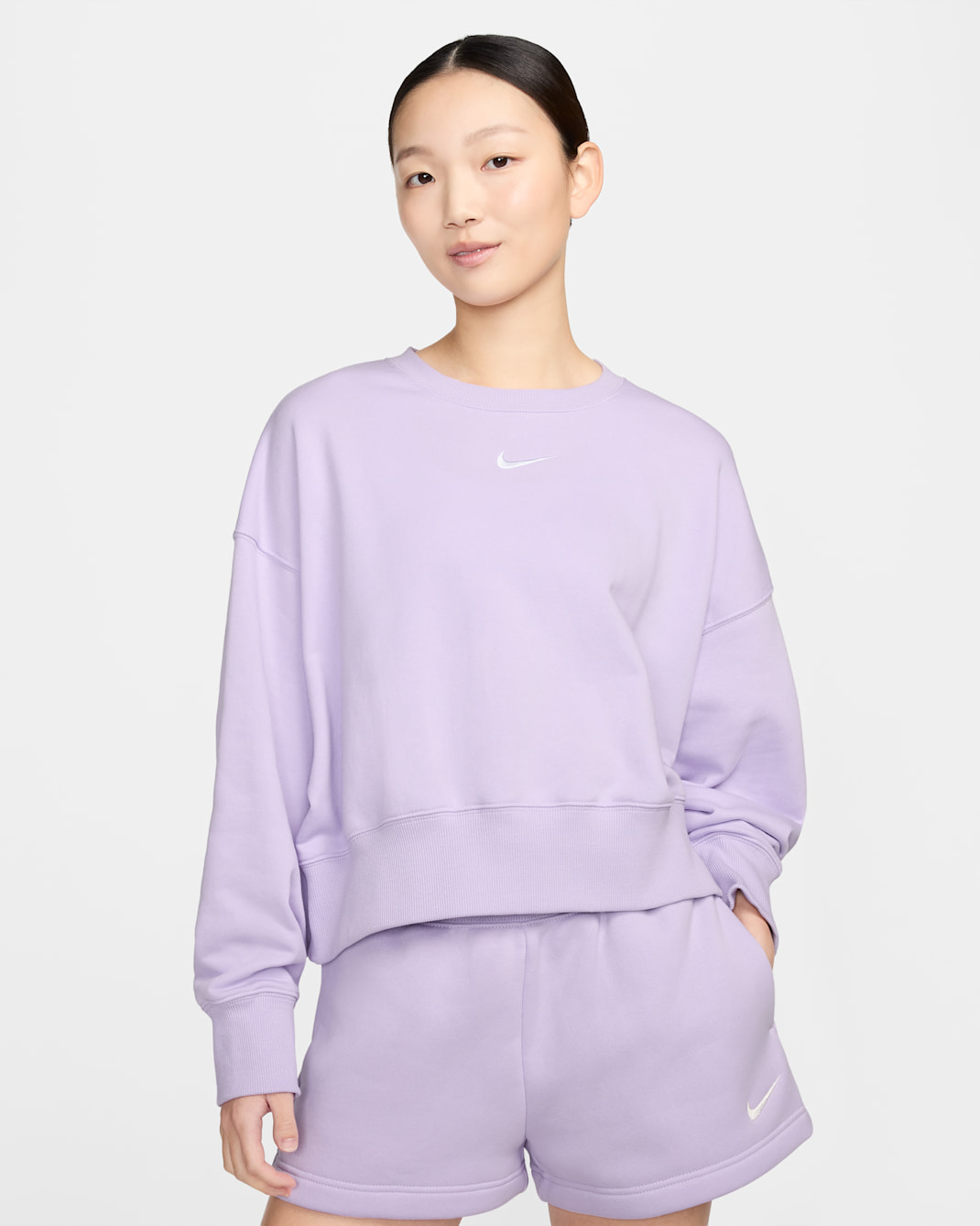 Nike Sportswear Phoenix Fleece Women's Over-Oversized Crew-Neck French Terry Sweatshirt - Violet Mist/White