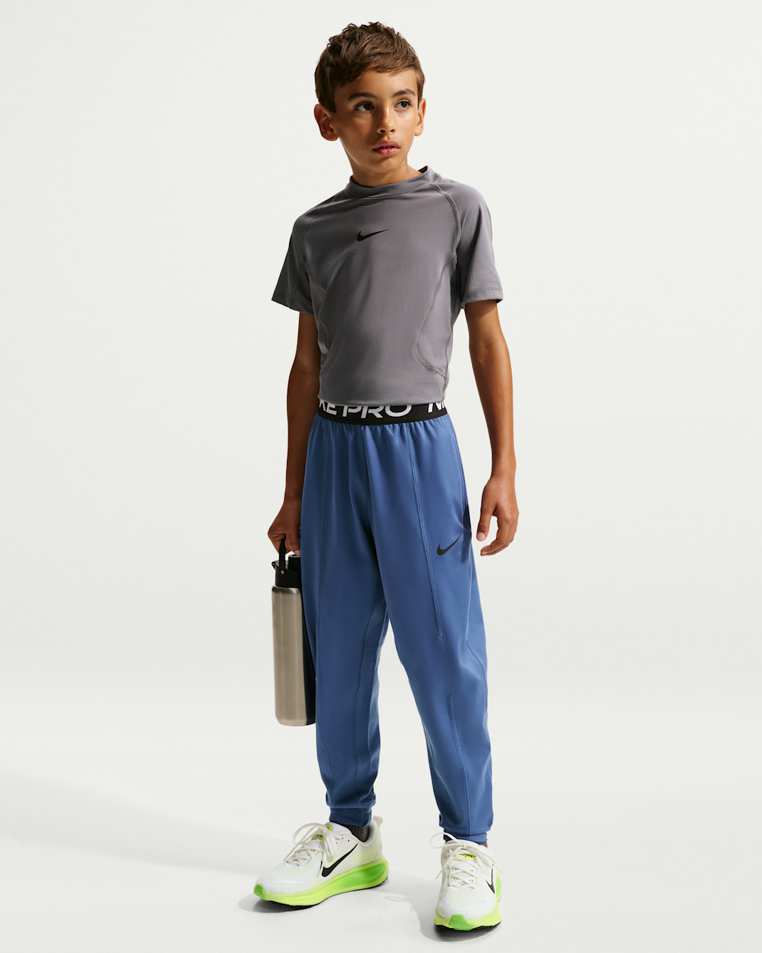 나이키 프로 주니어(남아) 드라이 핏 플리스 팬츠 - 미스틱 네이비/화이트/블랙