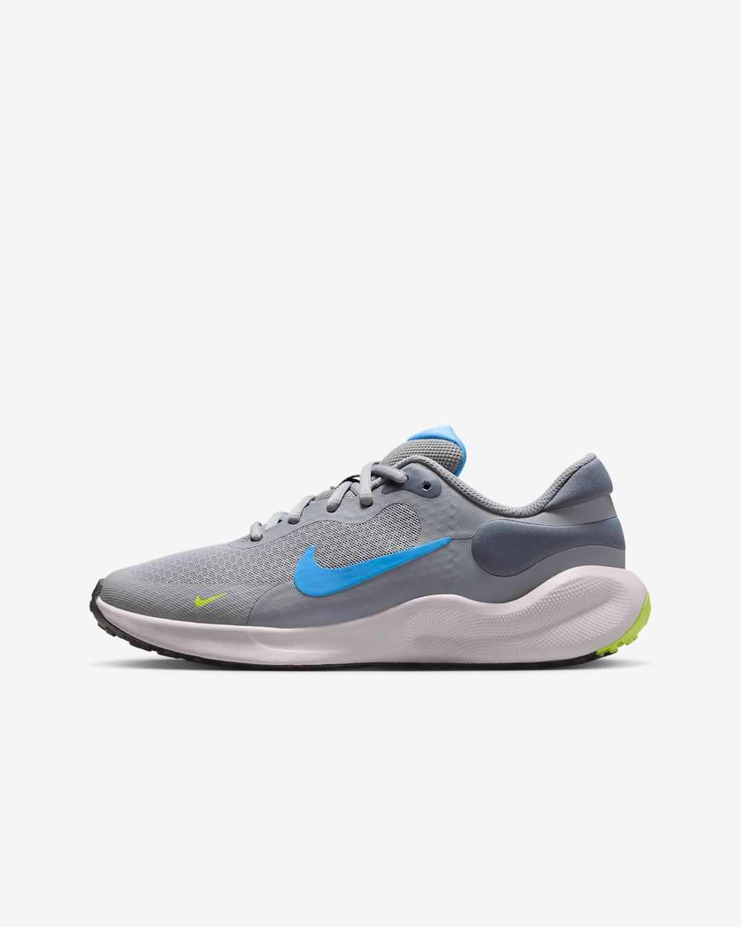 Nike Revolution 7 Big Kids' Road Running Shoes - Cement Grey/Light Carbon/Volt/University Blue