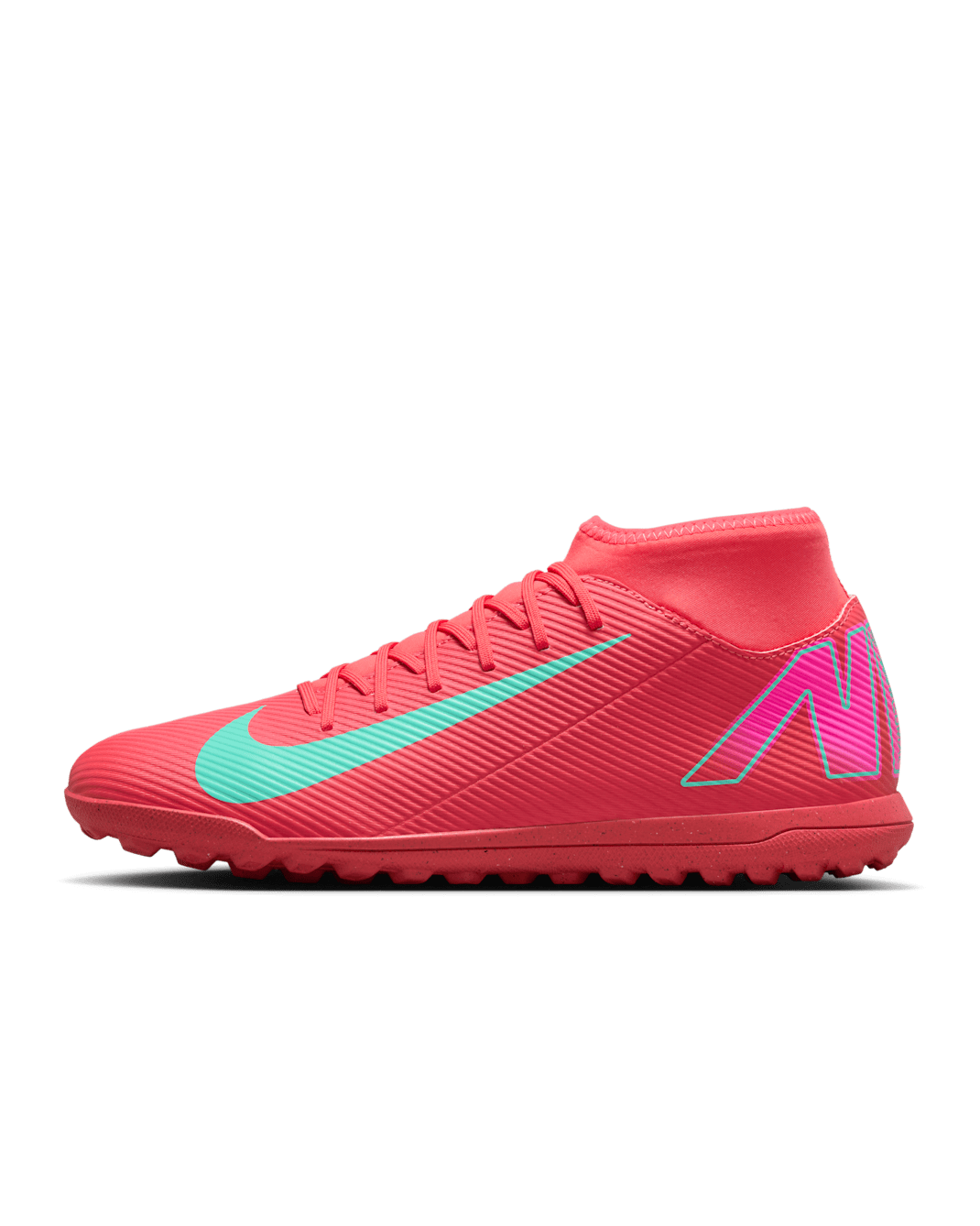 Nike Mercurial Superfly 10 Club Turf High-Top Football Shoes - Ember Glow/Aurora Green