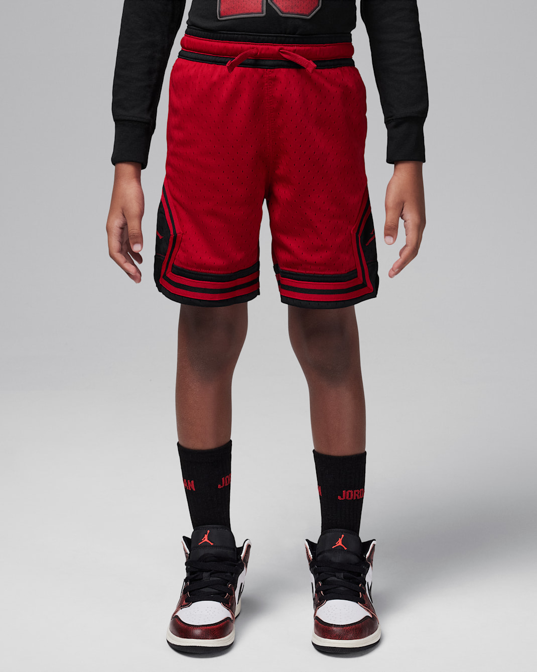 Shorts deportivos Dri-FIT con diseño de diamante para niños talla pequeña Jordan - Rojo gimnasio