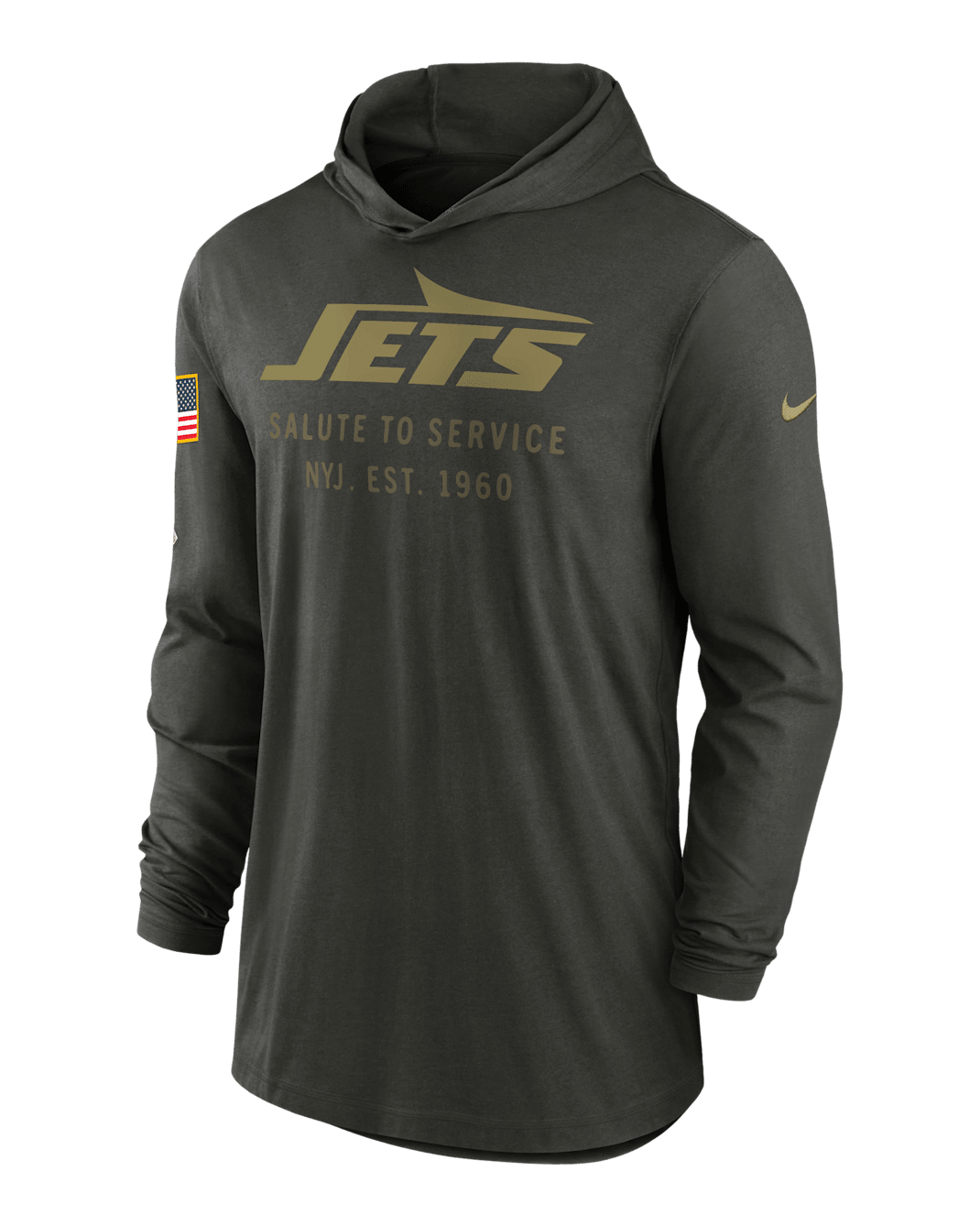 New York Jets Salute to Service Sideline Men’s Nike Dri-FIT NFL Long-Sleeve Hooded Top - Sequoia
