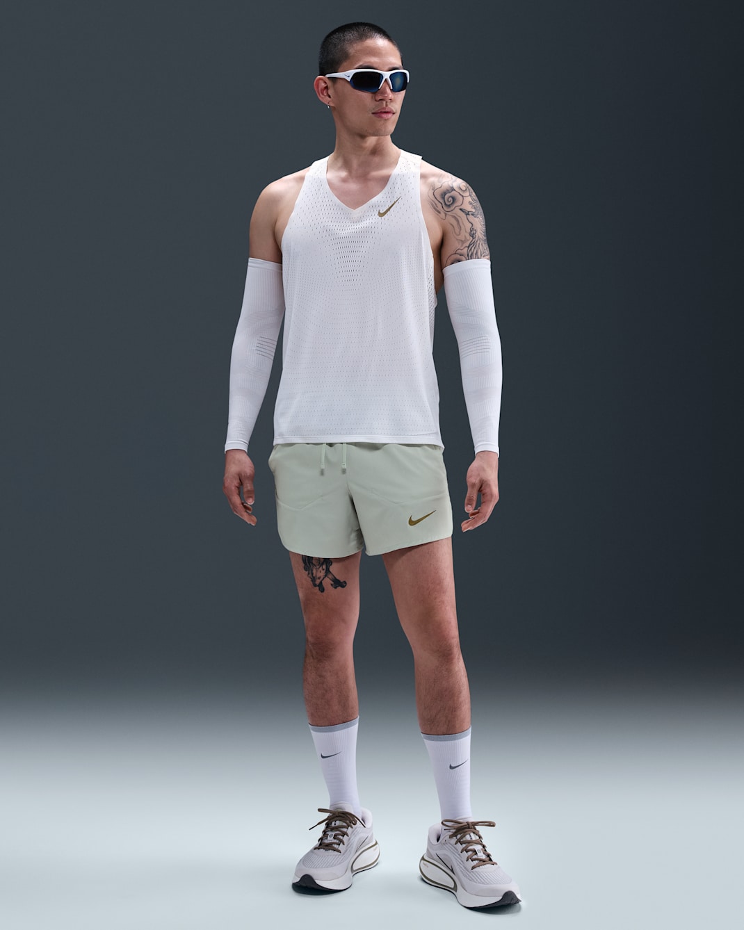 Nike x Jakob Men's Dri-FIT 12.5cm (approx.) Brief-Lined Running Shorts - Light Silver/Light Silver/Metallic Gold