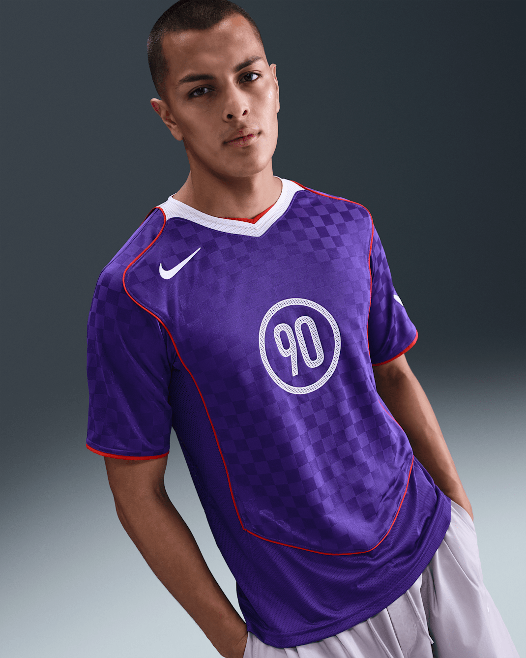 Nike Total 90 Men's Dri-FIT Short-Sleeve Football Top - Court Purple/White/Gym Red/White