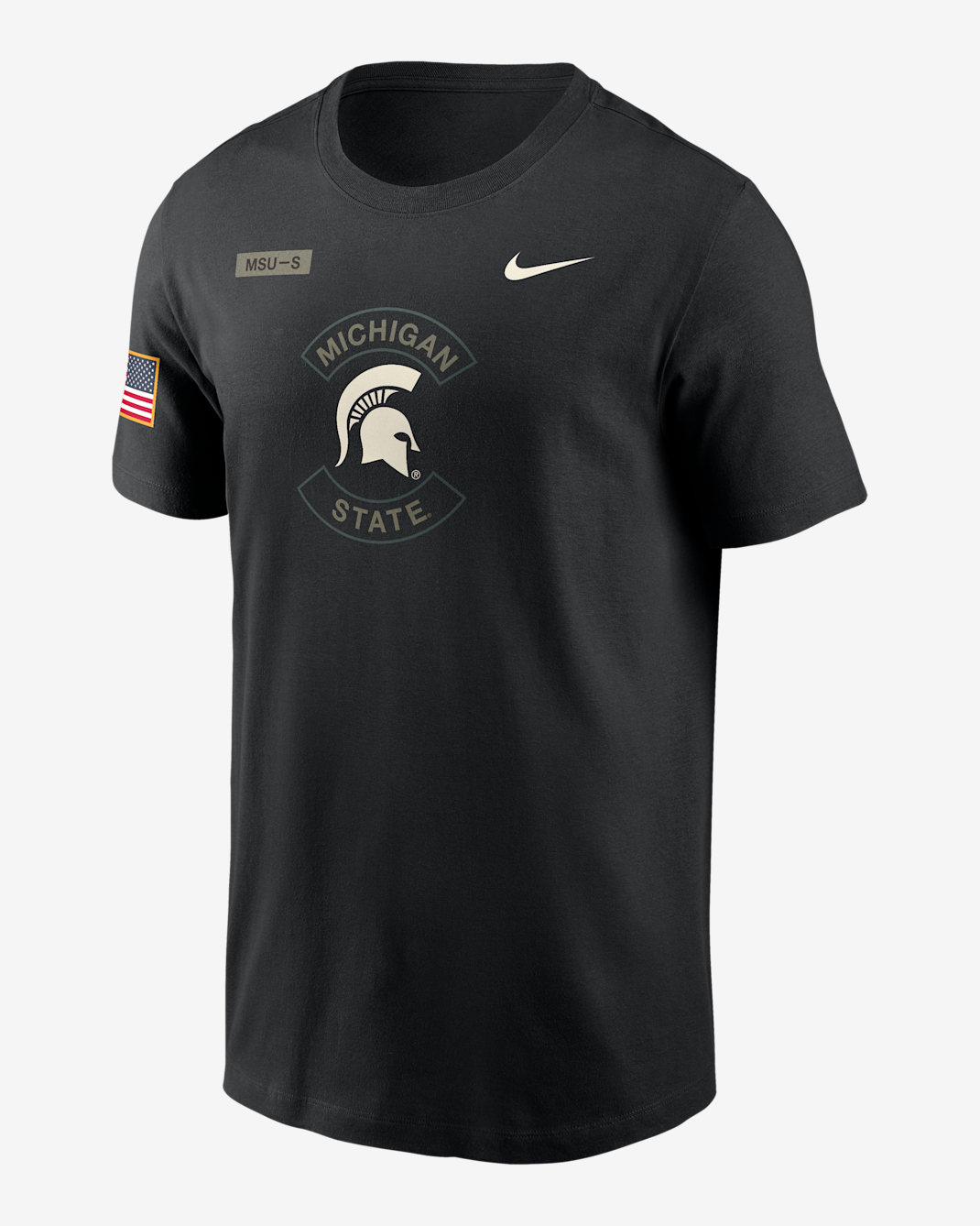 Playera universitaria Nike Dri-FIT para hombre Michigan State Military Appreciation - Negro