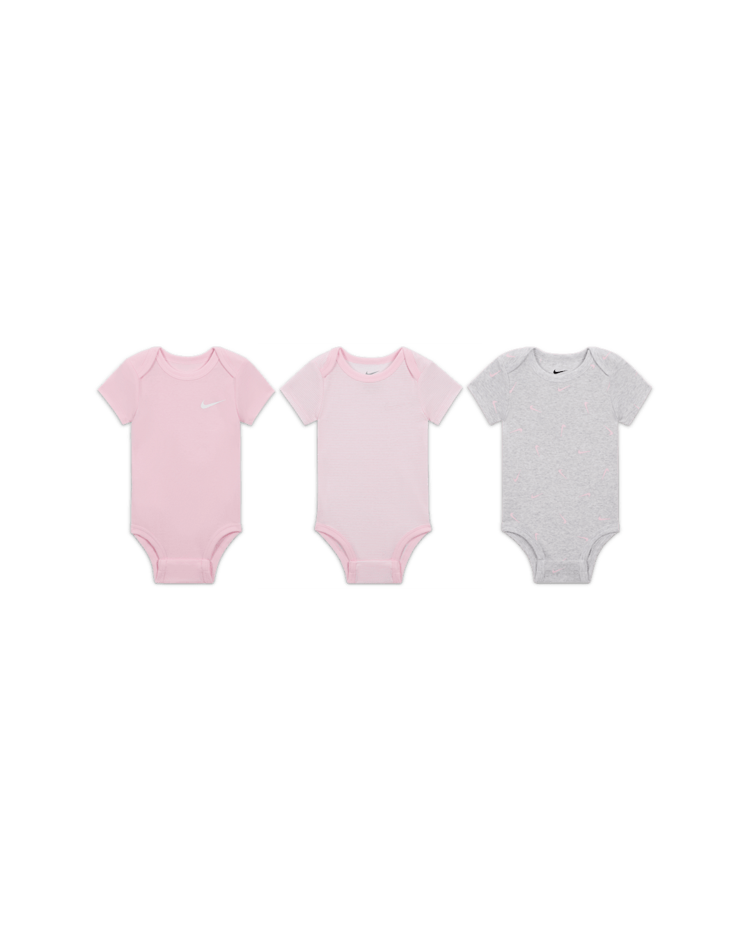 Nike E1D1 Baby (0-9M) Mix and Match Bodysuits (3-Pack) - Birch Heather/Birch Heather
