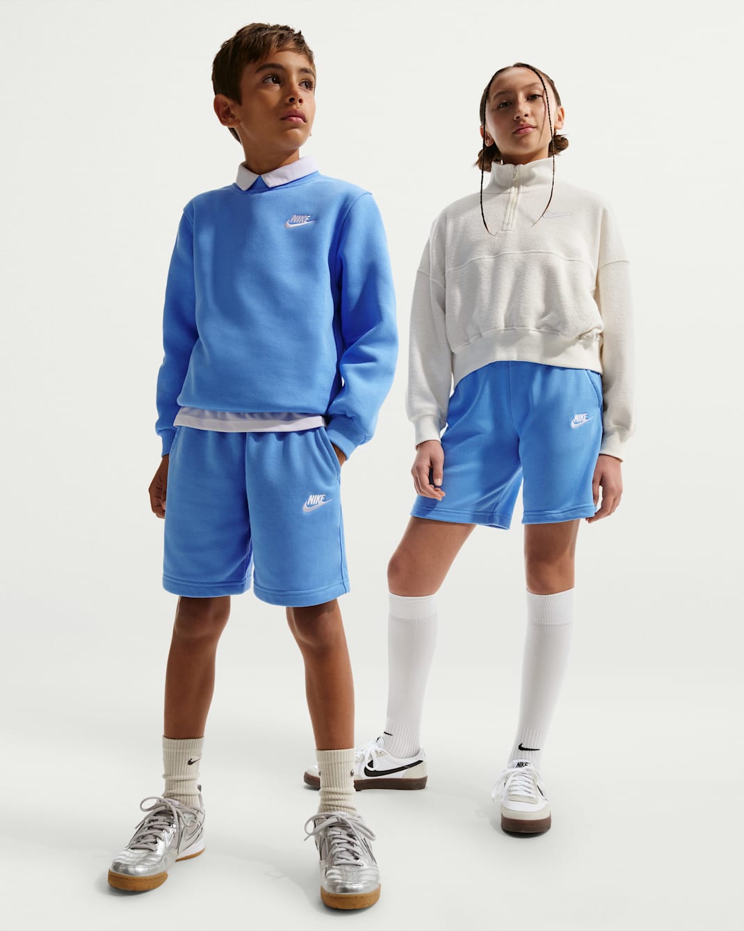 Nike Sportswear Club Fleece Big Kids' French Terry Shorts - University Blue/White