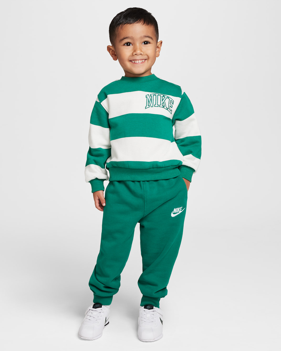 나이키 스포츠웨어 클럽 베이비 투피스 럭비 스트라이프 크루 세트 - 말라카이트