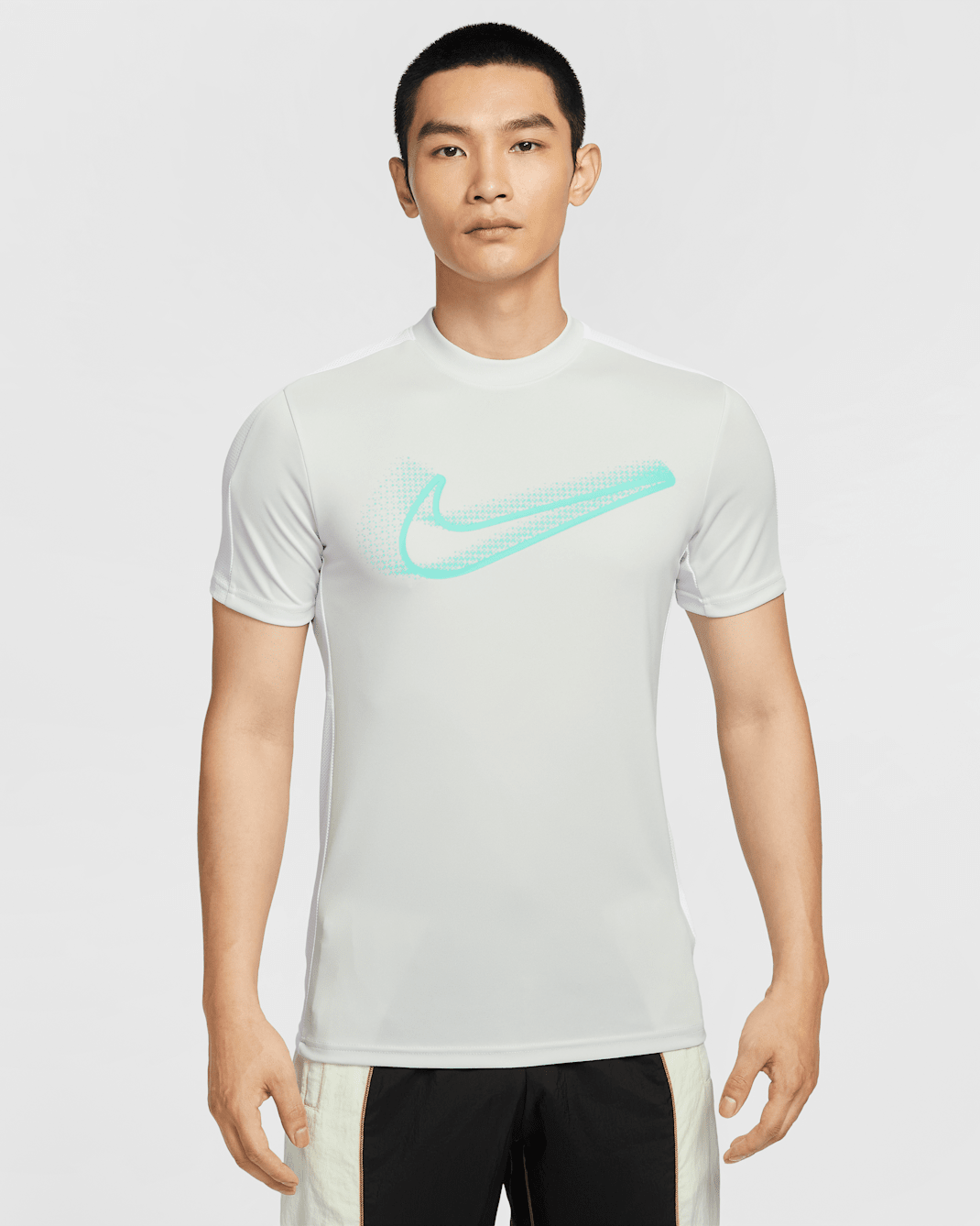 Nike Academy Men's Dri-FIT Short-Sleeve Football Top - Photon Dust/White/Dynamic Turquoise