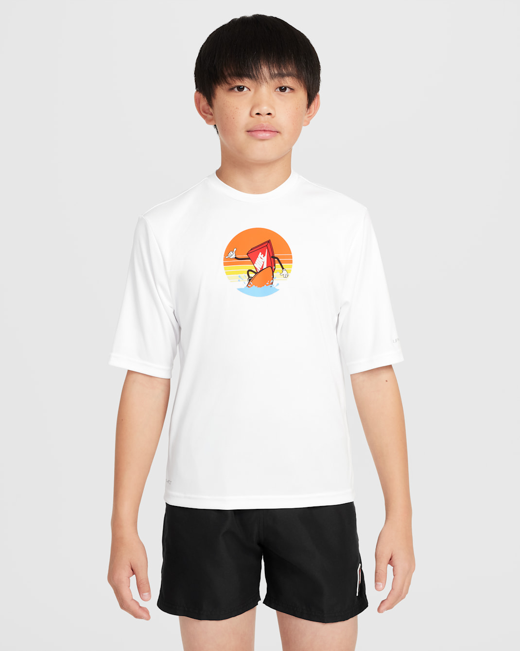 Playera de manga corta Dri-FIT para niño talla grande Nike Swim Hydroguard - Blanco