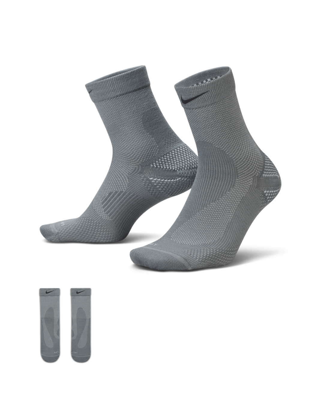 Nike Running Wool Micro Crew Socks (1 Pair) - Smoke Grey/Light Smoke Grey