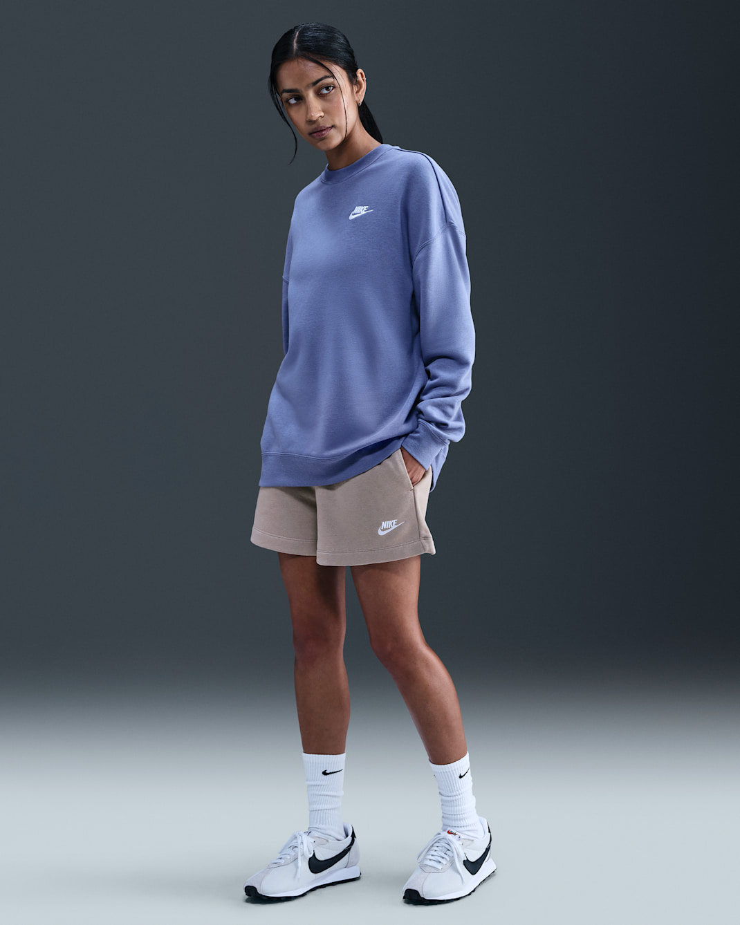 Nike Sportswear Club Fleece Women's Mid-Rise Shorts - Malt/White