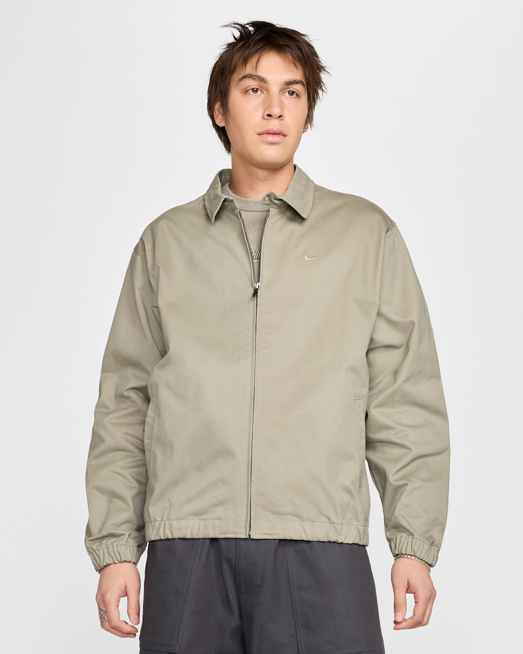 Nike Life Men's Woven Harrington Jacket - Light Army/Light Army
