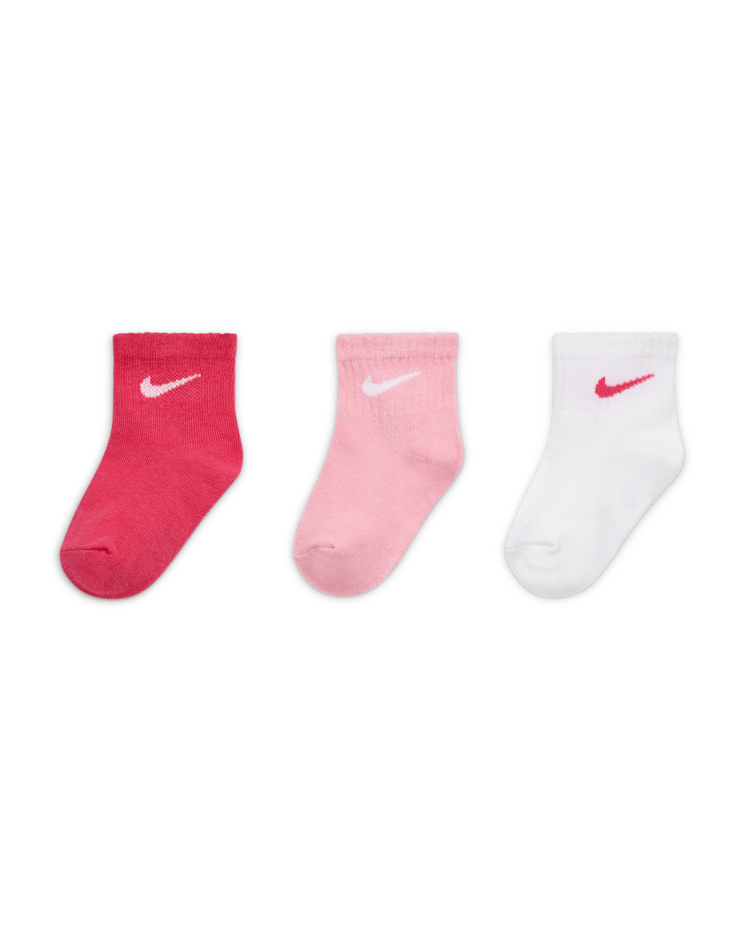 Meias antiderrapantes pelo tornozelo Swoosh Nike para bebé (3 pares) - Multicolor/Rosa Hyper