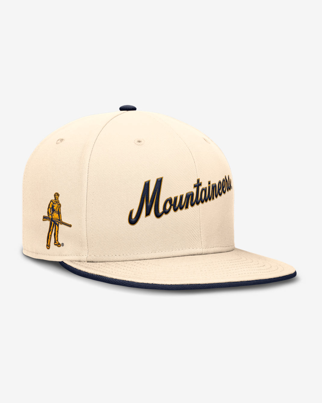 West Virginia Mountaineers Primetime True Men's Nike Dri-FIT College Fitted Hat - Natural