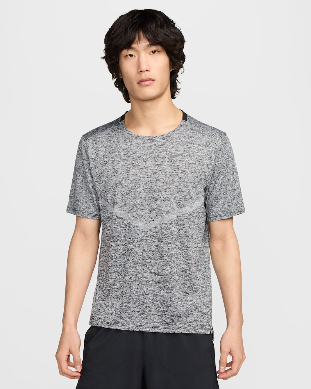 나이키 드라이 핏 라이즈 365 남성 반팔 러닝 탑 - 블랙/헤더