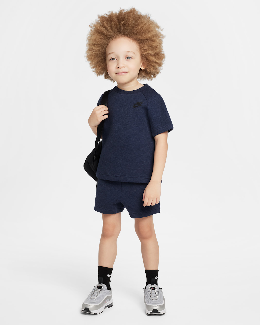 Nike Toddler Tech Fleece Tee and Shorts Set - Obsidian Heather