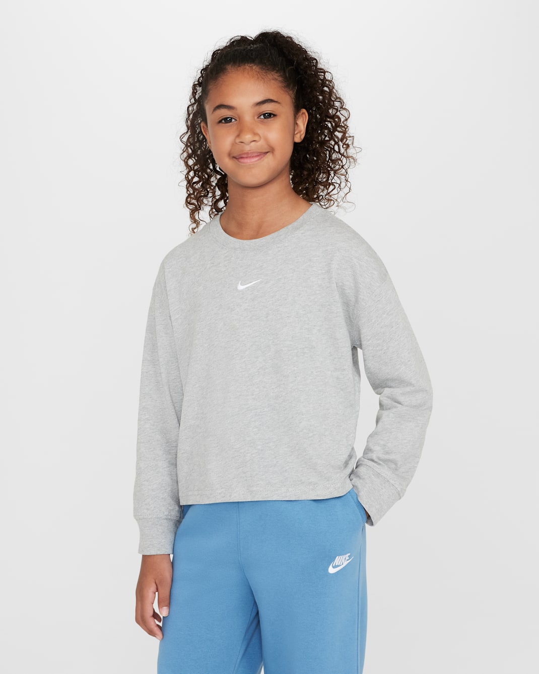 Nike Sportswear Essential Big Kids' (Girls') Long-Sleeve T-Shirt - Dark Grey Heather