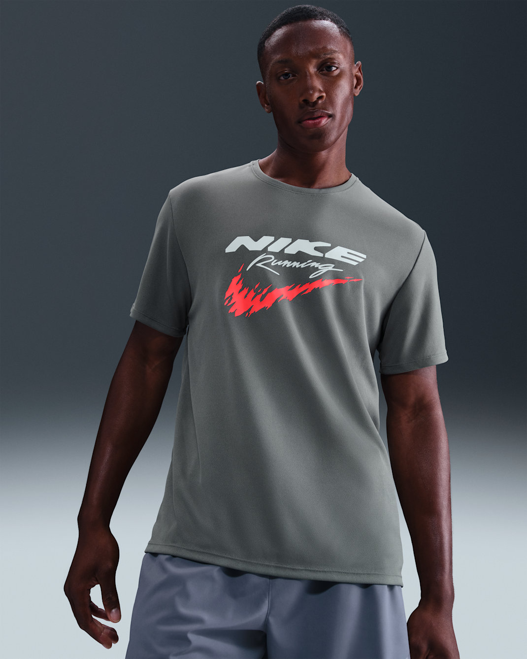 Nike Miler Men's Dri-FIT UV Running Top - Smoke Grey