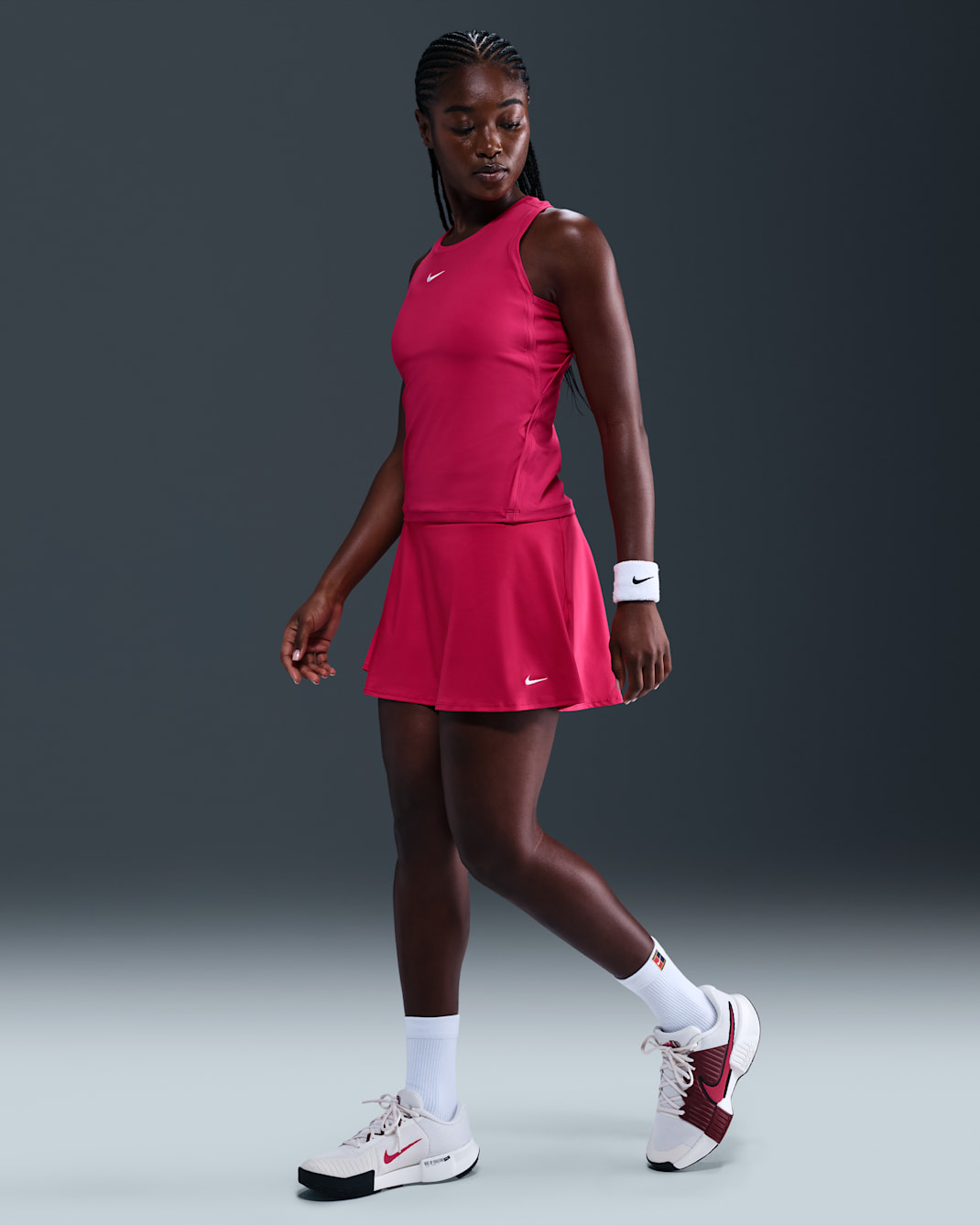 Nike Victory Women's Dri-FIT Short Flouncy Tennis Skirt - Rush Pink/Rush Pink/White