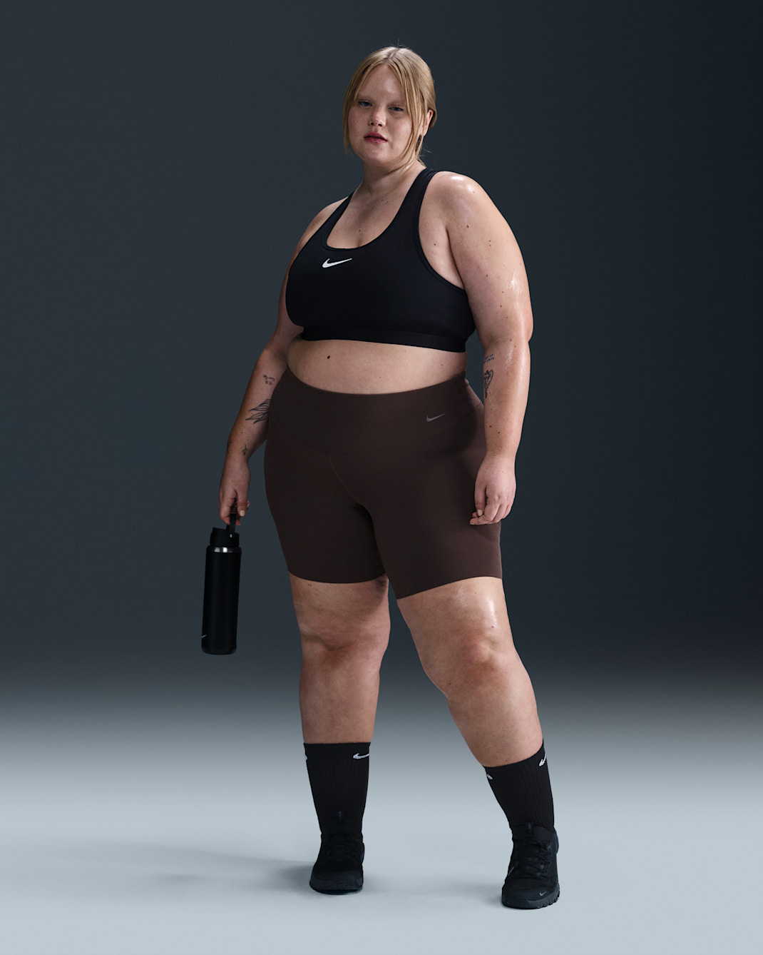 Nike Zenvy Women's High-Waisted 8" Biker Shorts (Plus Size) - Baroque Brown/Black