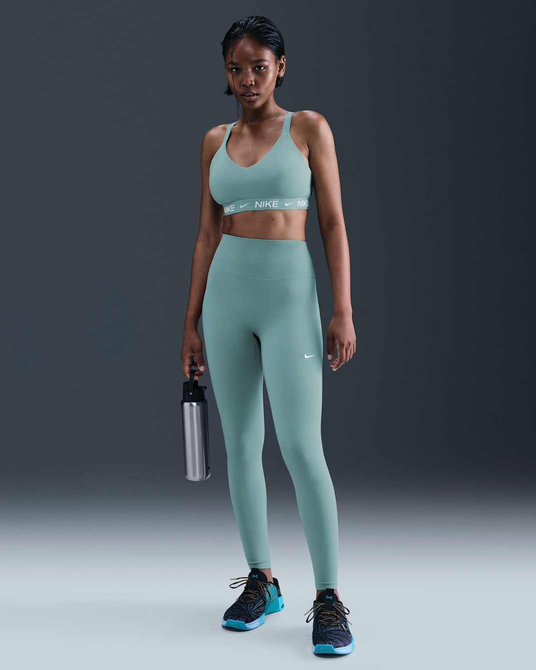 Nike One Seamless Front Yüksek Belli Tam Boy Kadın Taytı - Cannon/Beyaz