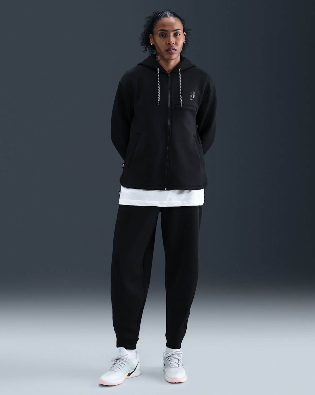 Pants de básquetbol Dri-FIT holgados Sabrina - Negro/Negro/Negro