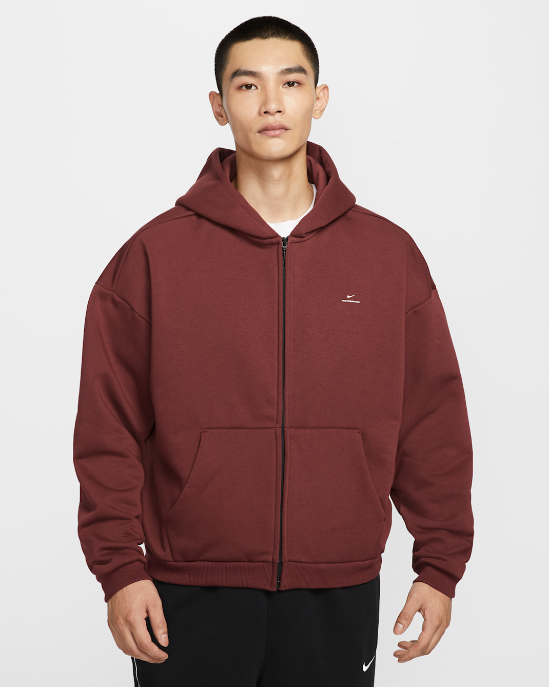 Nike スタンダード イシュー メンズ Therma-FIT フルジップ バスケットボールパーカー - ダークチームレッド/ペールアイボリー