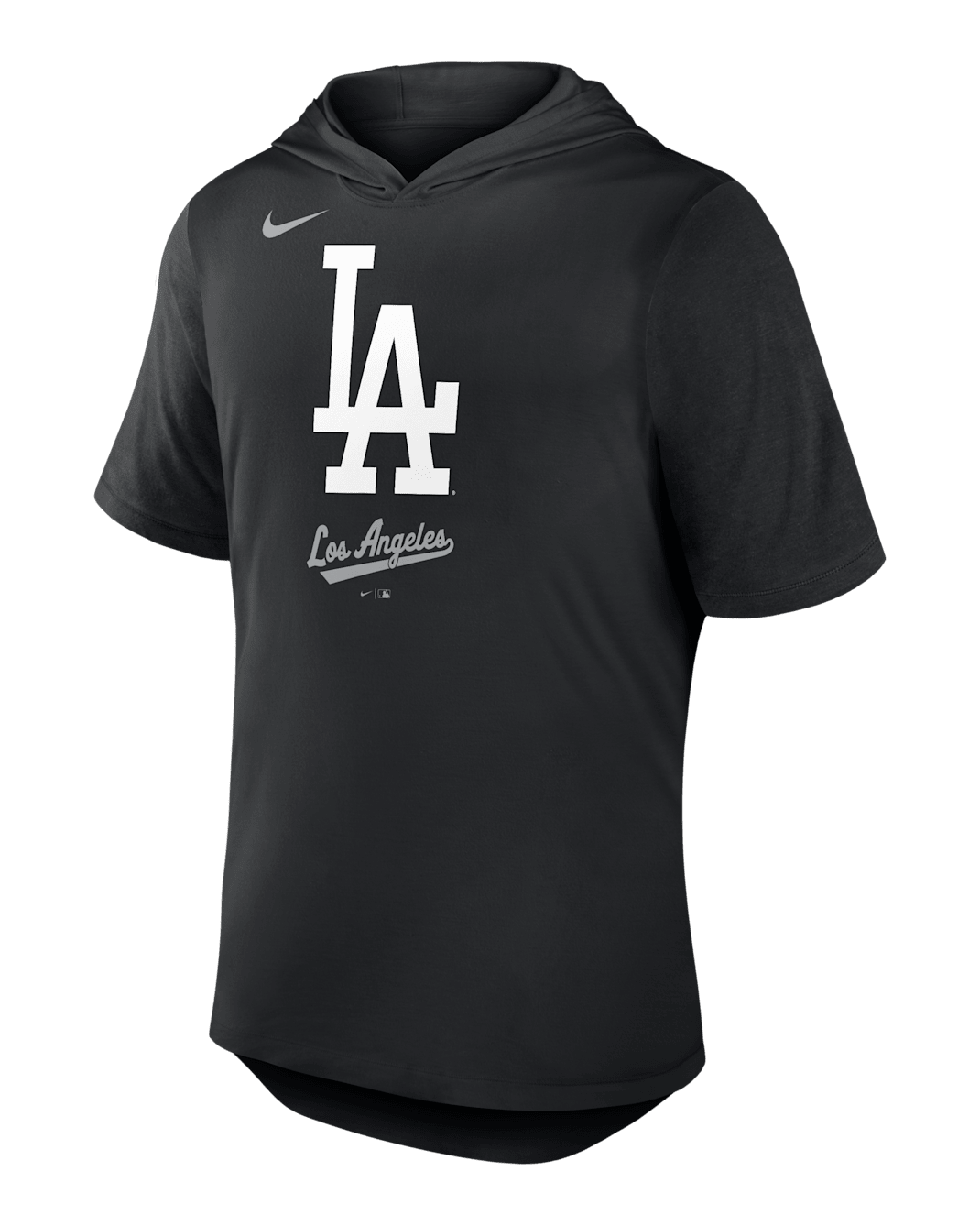 Los Angeles Dodgers Logo Men's Nike Dri-FIT MLB Hooded T-Shirt - Black