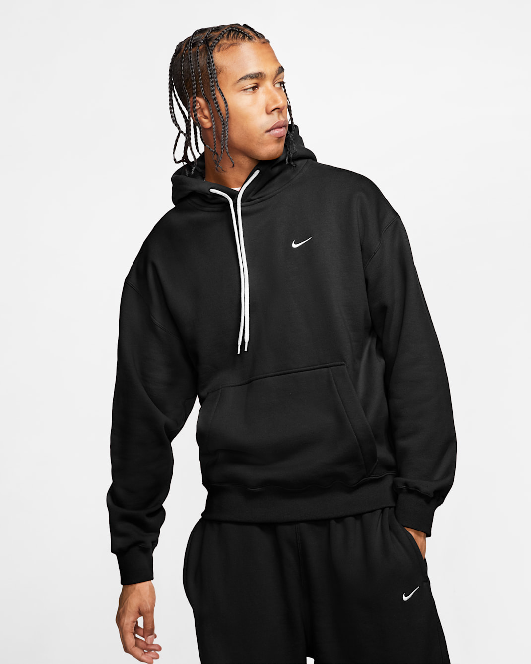Nike Solo Swoosh Men's Fleece Hoodie - Black/White