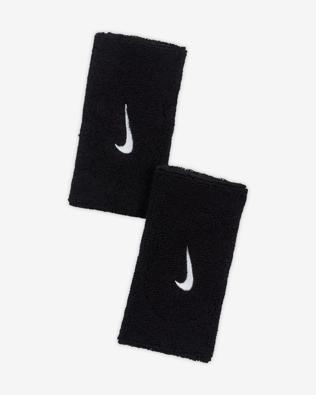 Fitas de pulso de largura dupla 2.0 Nike Swoosh (conjunto de 2) - Preto/Branco