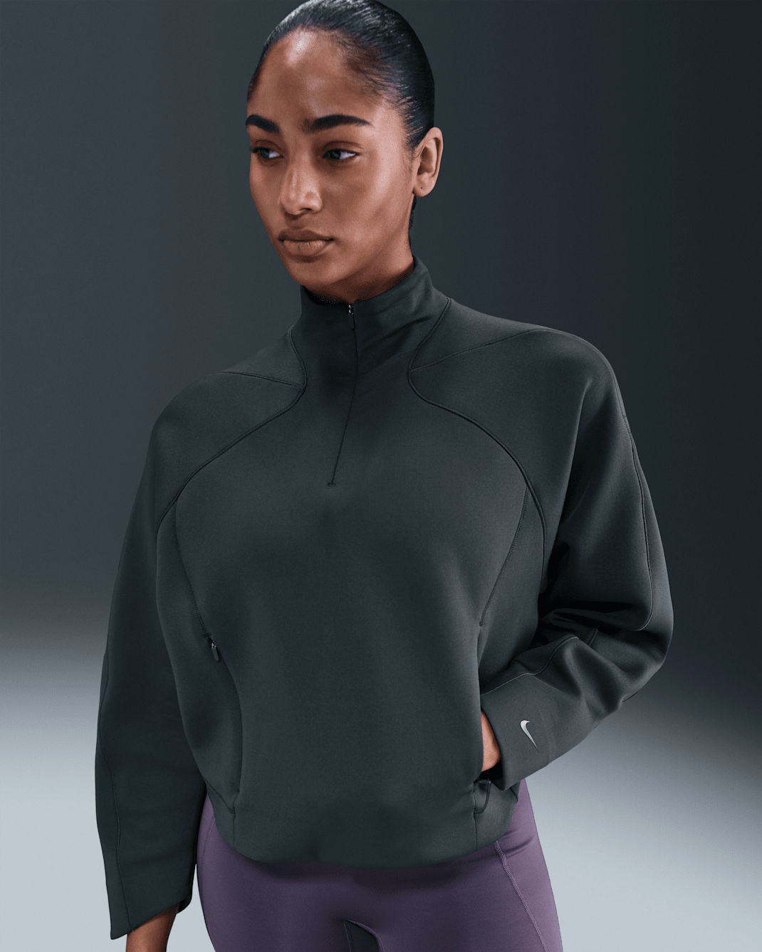 Nike Universa Women's Dri-FIT 1/4-Zip Top - Seaweed/Seaweed/Black Spruce