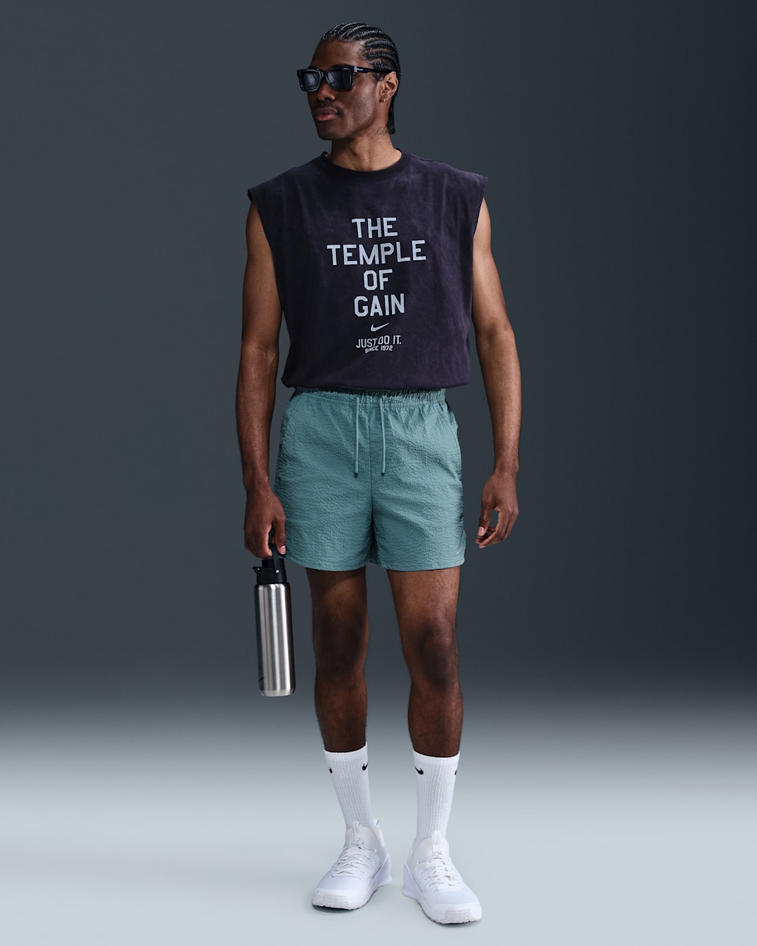 Nike Unlimited Men's Dri-FIT 5" Unlined Seersucker Versatile Shorts - Smokey Blue/Smokey Blue/Smokey Blue