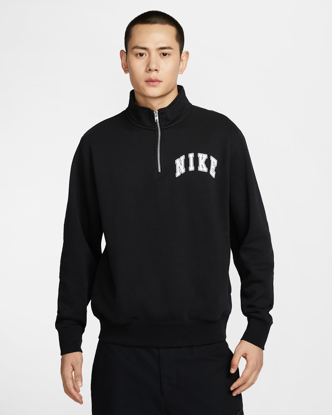 Nike Club Men's 1/4-Zip Fleece Top - Black/White