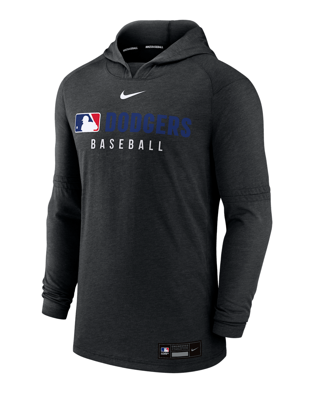 Los Angeles Dodgers Authentic Collection Men's Nike Dri-FIT MLB Pullover Hoodie - Black Heather