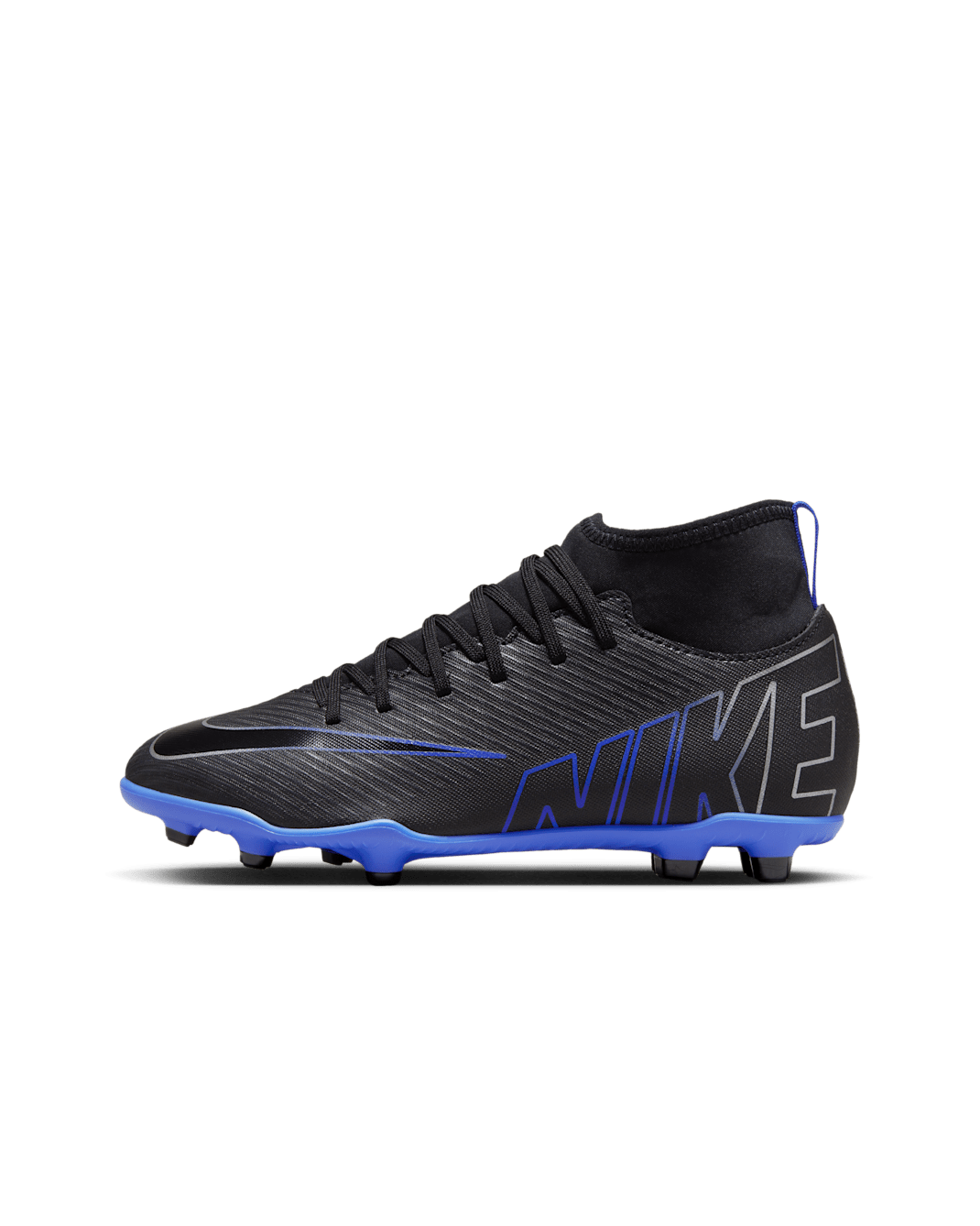Nike Jr. Mercurial Superfly 9 Club Little/Big Kids' Multi-Ground High-Top Soccer Cleats - Black/Hyper Royal/Chrome