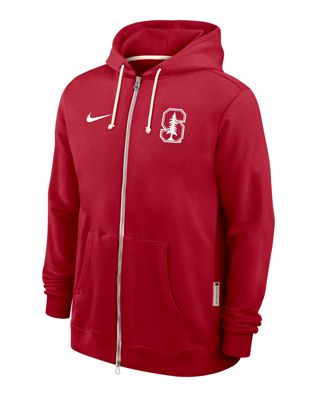 Sudadera con gorro universitaria Nike Dri-FIT de cierre completo para hombre Stanford Sideline - Carmesí