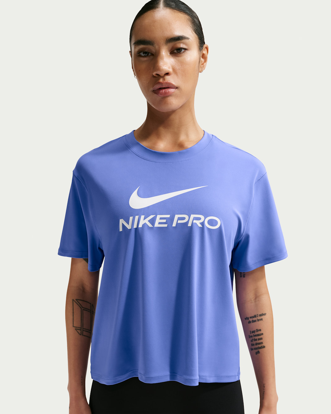 Nike Pro Bol Kesimli Kadın Tişörtü - Sapphire/Beyaz
