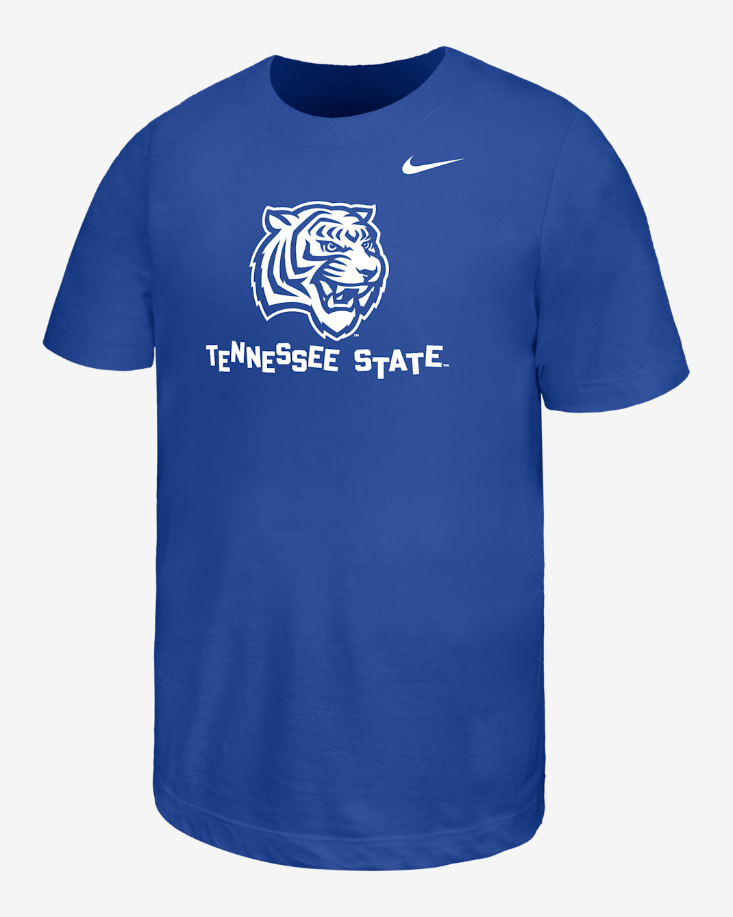 Playera de manga corta para niños talla grande Nike College (Tennessee State University) - Royal juego