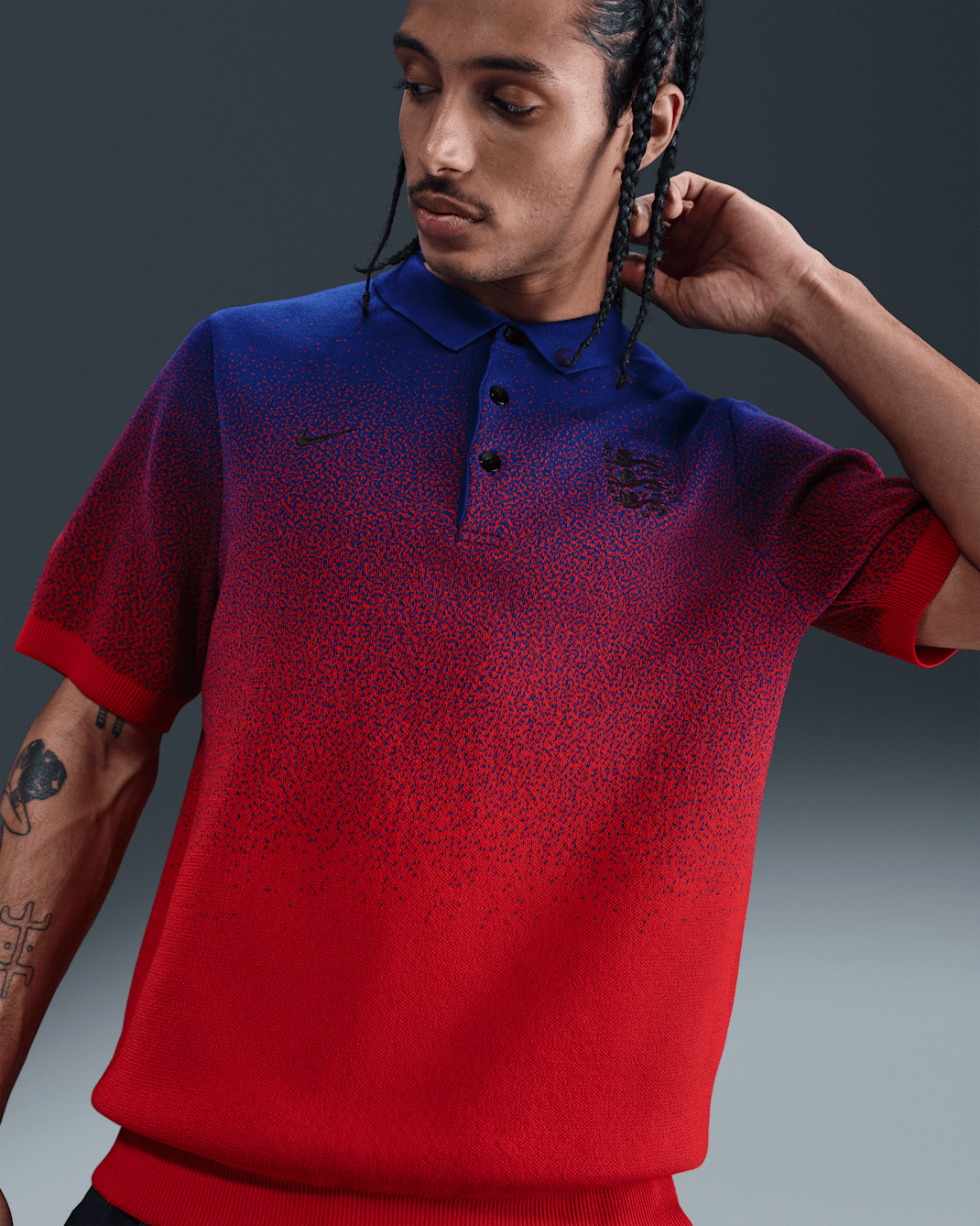 England Club Men's Nike Football Knit Polo - Hyper Blue/Challenge Red/Black